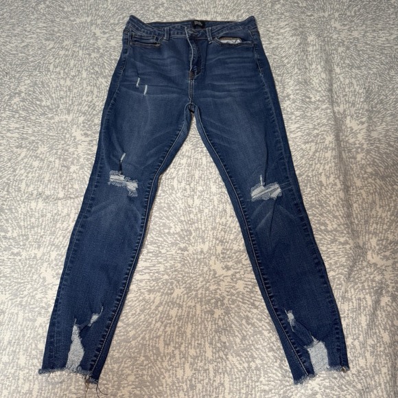 Simple Society Denim - Simple Society Womens Distressed Blue Jeans Size 11/30 Skinny Straight Ripped